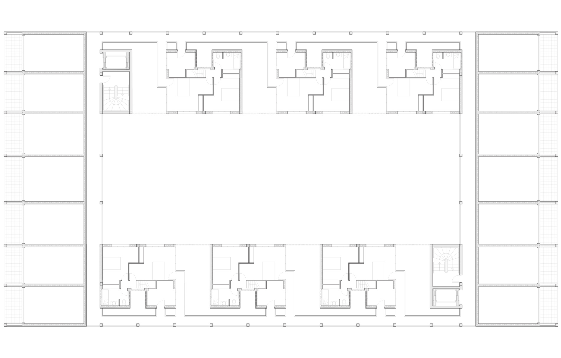 Plan étage courant d'un projet de logements à Dunkerque